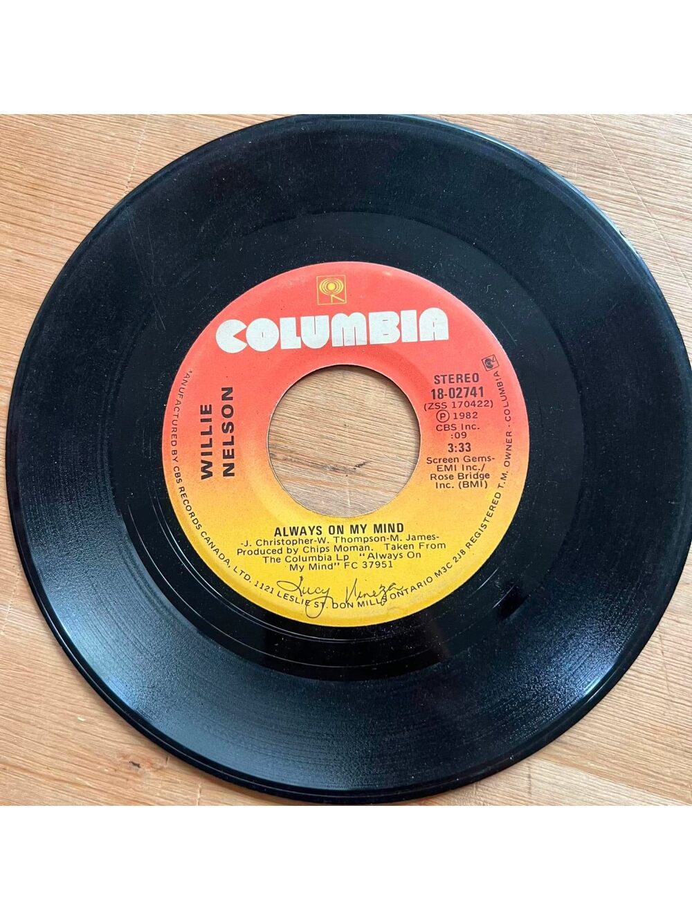 Willie Nelson - Always on my Mind/The Party's Over 45rpm VG+ R10